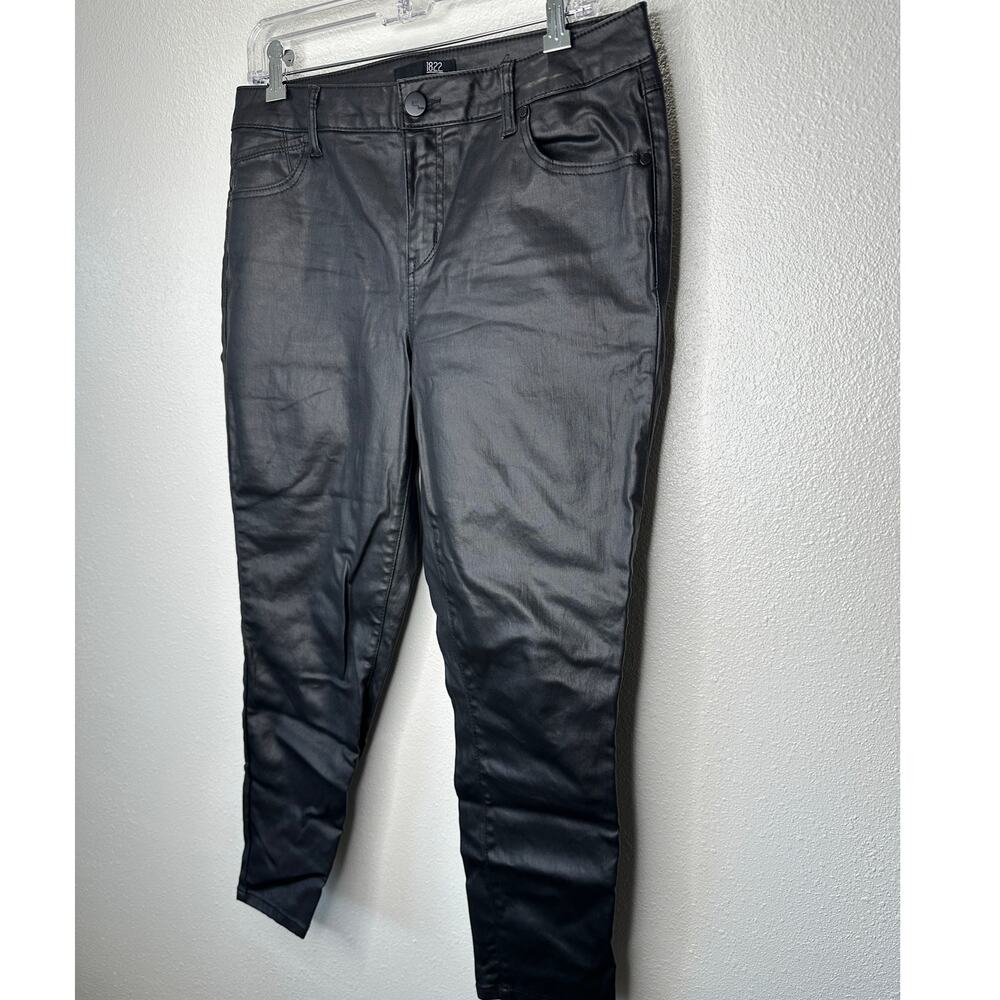 1822 Denim Black Shimmer Leatherette Skinny Pant 30 P / 10 P - Picture 5 of 16